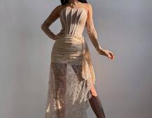 Мереживна сукня максі з рукавичками  | PUSHKA SHOP