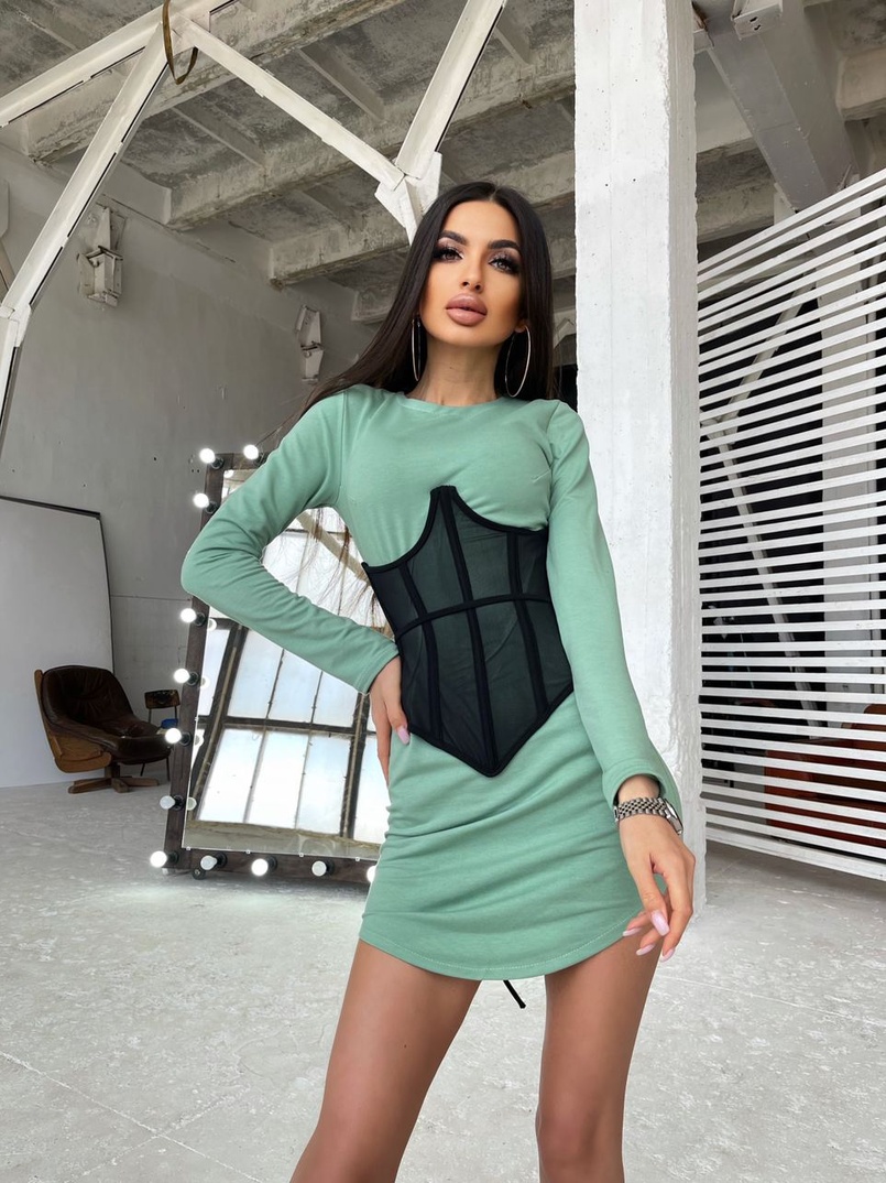 Трикотажное платье в комплекте с утягивающим корсетом  Трикотажное платье в комплекте с утягивающим корсетом  | PUSHKA SHOP