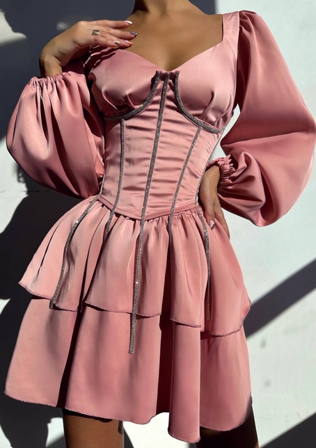 Сукня з корсетом, декорованим стразами  Ручна робота  | PUSHKA SHOP