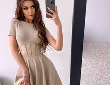 Сукня-міні  з елементами корсету  та спідницею солнцем | PUSHKA SHOP