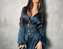 Комплект: шелковое платье на завязках с корсетом  | PUSHKA SHOP