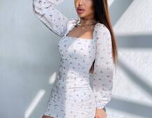 Квіткова сукня зі збіркою з боків  | PUSHKA SHOP