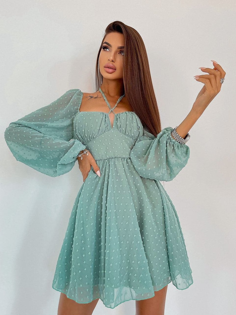 Шифоновое платье с завязками на груди Шифоновое платье с завязками на груди | PUSHKA SHOP