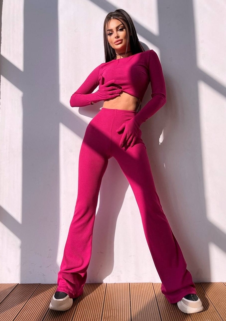 Комплект: штани кльош + топ з рукавичками та прорізами для рук | PUSHKA SHOP