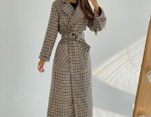 Кашемировое пальто в клетку на подкладке Кашемировое пальто в клетку на подкладке | PUSHKA SHOP