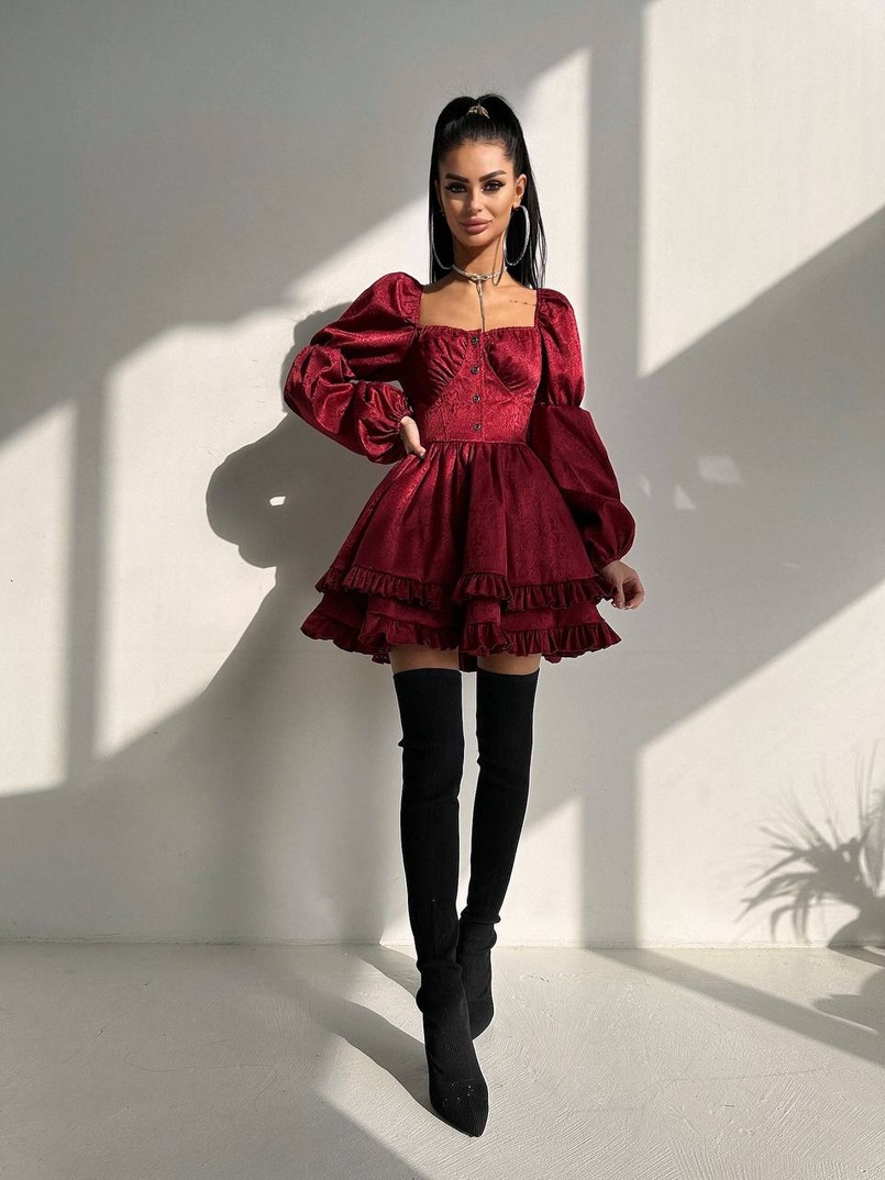 Корсетна сукня  з пишною подвійною спідницею та рюшами  | PUSHKA SHOP