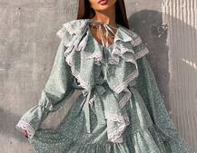 Сукня з квітковим принтом декорована мереживом    | PUSHKA SHOP