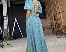 Платье миди со шнуровкой на спинке  | PUSHKA SHOP