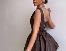 Корсетна сукня з еко-шкіри зі спідницею-балоном | PUSHKA SHOP