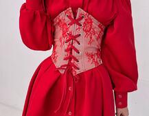 Приталена сорочка на плічках+  мереживний корсет | PUSHKA SHOP