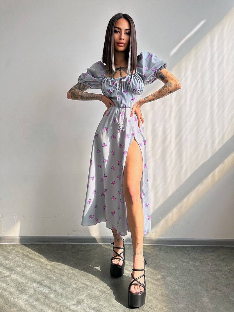 Сукня- міді  з квітковим принтом | PUSHKA SHOP