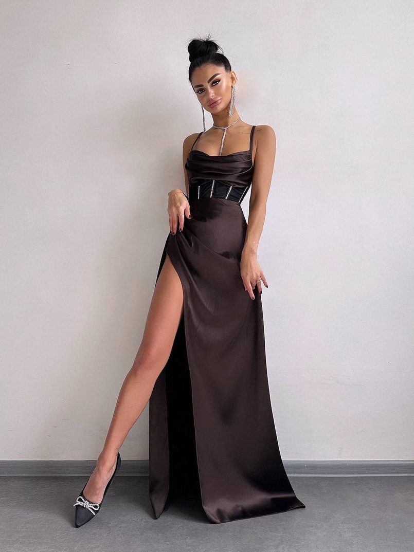 Комплект: корсет, декорований стразами + спідниця максі з драпіруванням  | PUSHKA SHOP