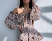 Сукня з квітковим принтом з воланами на ґудзиках Сукня з квітковим принтом з воланами на ґудзиках | PUSHKA SHOP