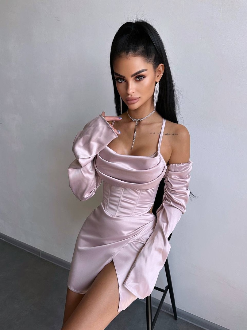 Комплект: корсет з рукавами    + спідниця міні з драпіруванням   | PUSHKA SHOP