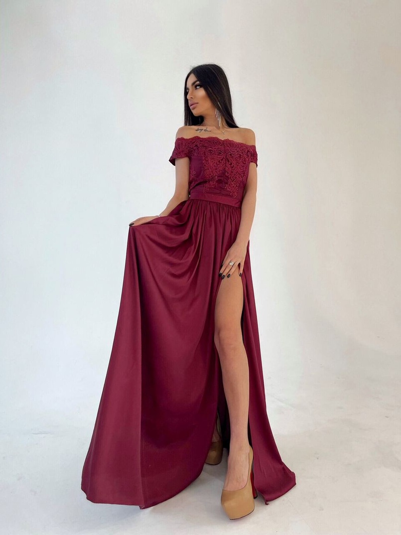 Платье-макси с кружевным верхом | PUSHKA SHOP