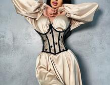 Комплект: шелковое платье на завязках с корсетом  | PUSHKA SHOP