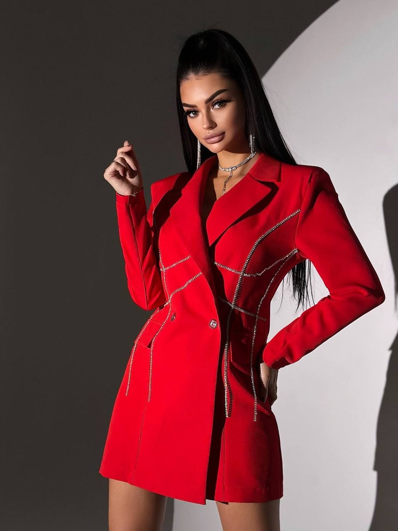 Сукня-піджак, декорована стразами  Ручна робота  | PUSHKA SHOP