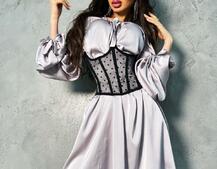 Комплект: Шелковое платье на завязках с корсетом  | PUSHKA SHOP