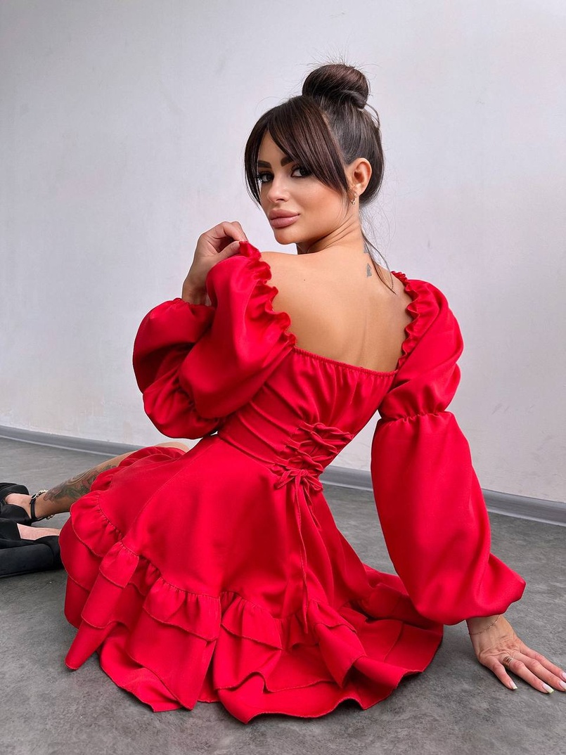 Сукня з воланами на ґудзиках  | PUSHKA SHOP