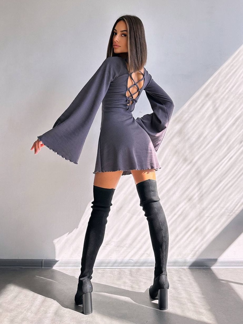 Трикотажна сукня зі шнурівкою на спинці    | PUSHKA SHOP