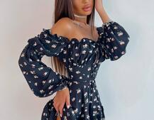 Сукня з квітковим принтом з воланами на ґудзиках Сукня з квітковим принтом з воланами на ґудзиках | PUSHKA SHOP