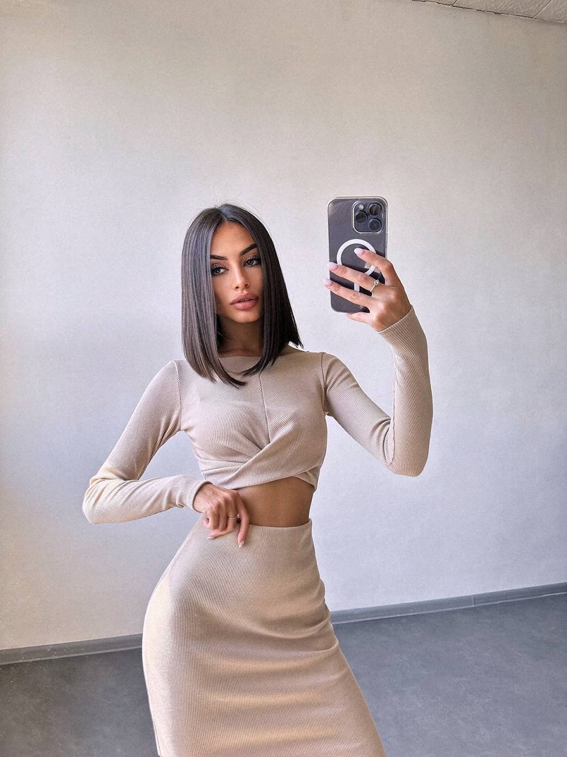 Комплект: топ + спідниця с розрізами  | PUSHKA SHOP