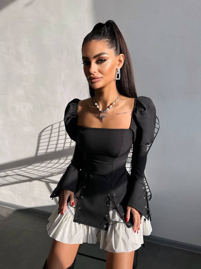 Сукня з об'ємними рукавами + спідниця з воланами Сукня з об'ємними рукавами + спідниця з воланами | PUSHKA SHOP