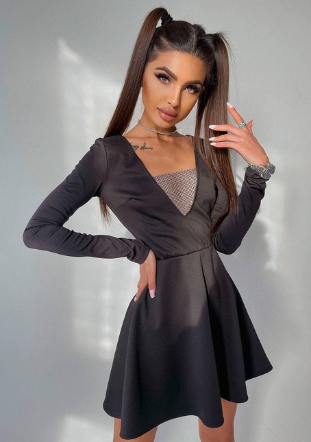 Платье с декором из сетки со стразами   | PUSHKA SHOP