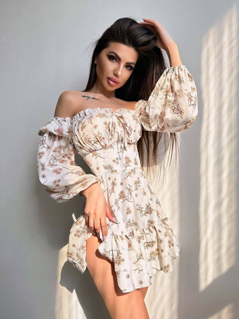 Квіткова сукня з воланами та шнуровкою по спинці | PUSHKA SHOP