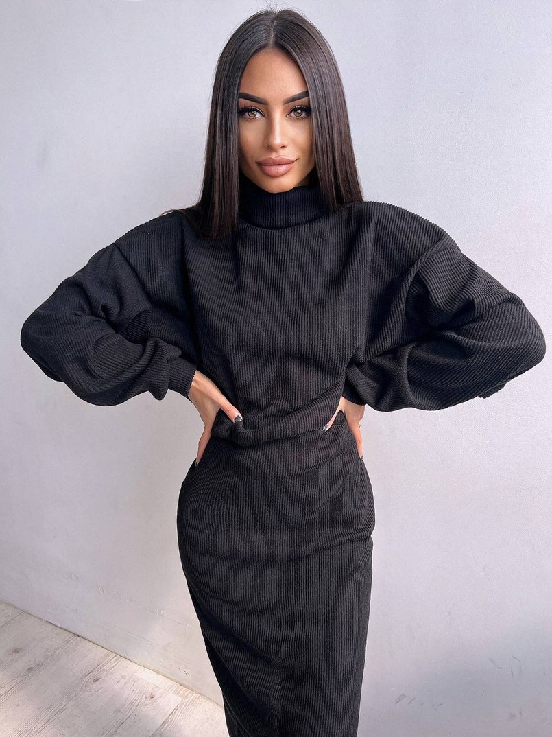 Костюм із теплого трикотажу-рубчика: светр + спідниця Костюм із теплого трикотажу-рубчика: светр + спідниця | PUSHKA SHOP