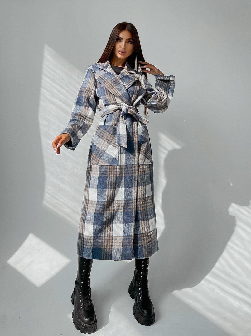 Кашемировое пальто в клетку на подкладке | PUSHKA SHOP
