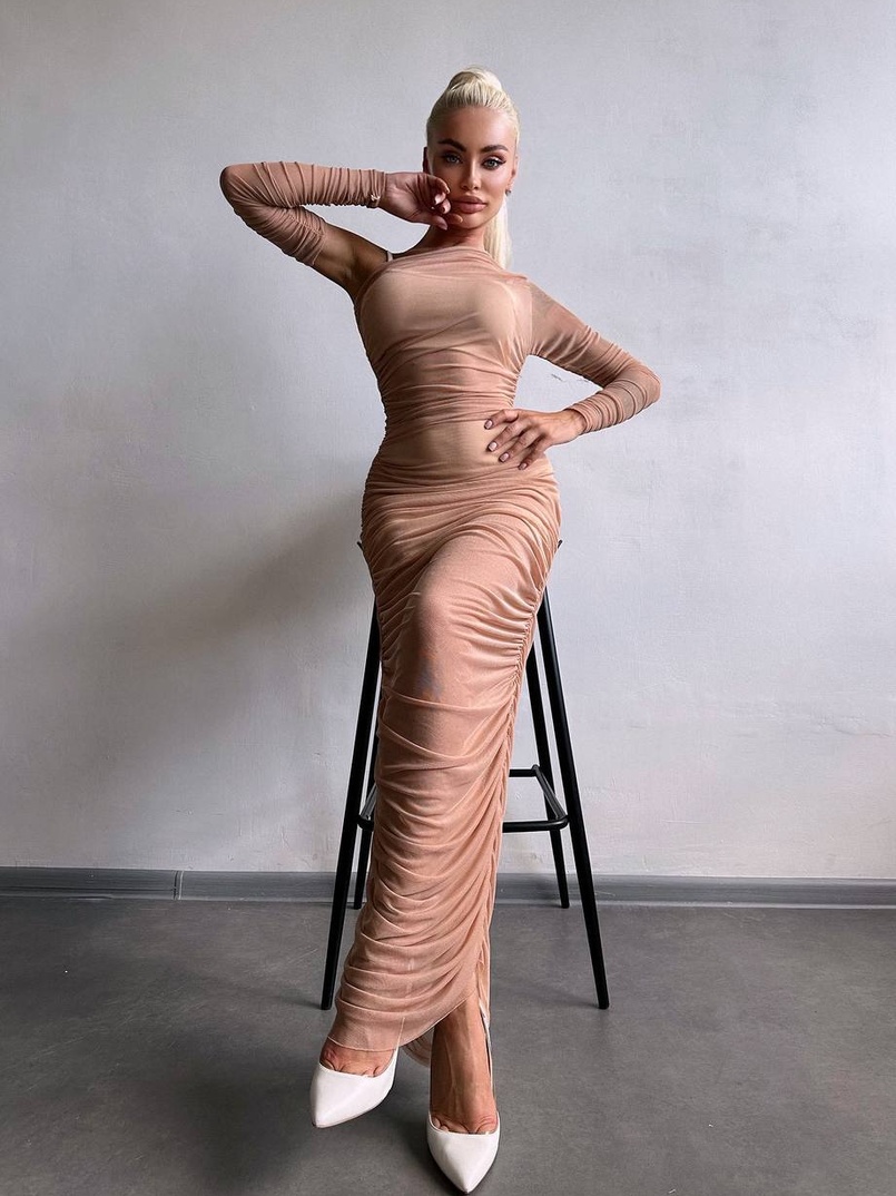 Сукня міді з драпіруванням   | PUSHKA SHOP