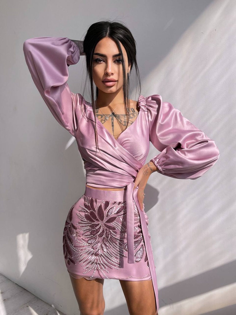 Комплект: топ з об'ємними рукавами + мереживна спідниця | PUSHKA SHOP