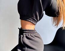 Базовий костюм на флісі з об'ємними капюшоном | PUSHKA SHOP