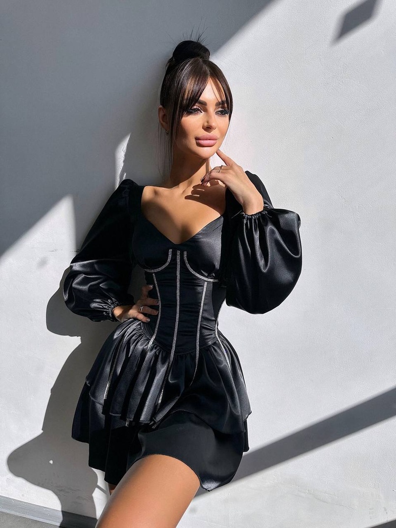 Сукня з корсетом, декорованим стразами  Ручна робота  | PUSHKA SHOP