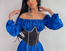 Приталена сукня з шовку  + корсет декорований стразами  Ручна робота  | PUSHKA SHOP