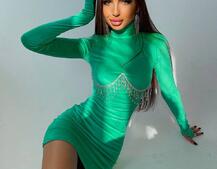 Оксамитова сукня з відкритою спинкою, декорована бахромою зі страз | PUSHKA SHOP