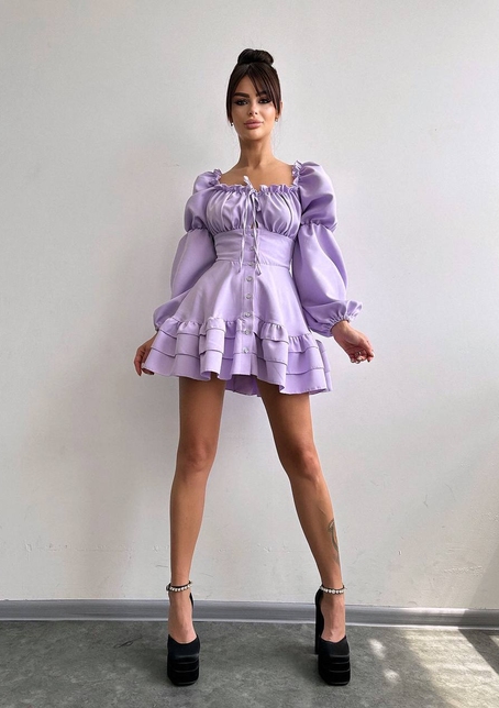 Сукня з воланами на ґудзиках  | PUSHKA SHOP