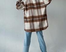 Кашемировая рубашка в клетку с капюшоном  | PUSHKA SHOP