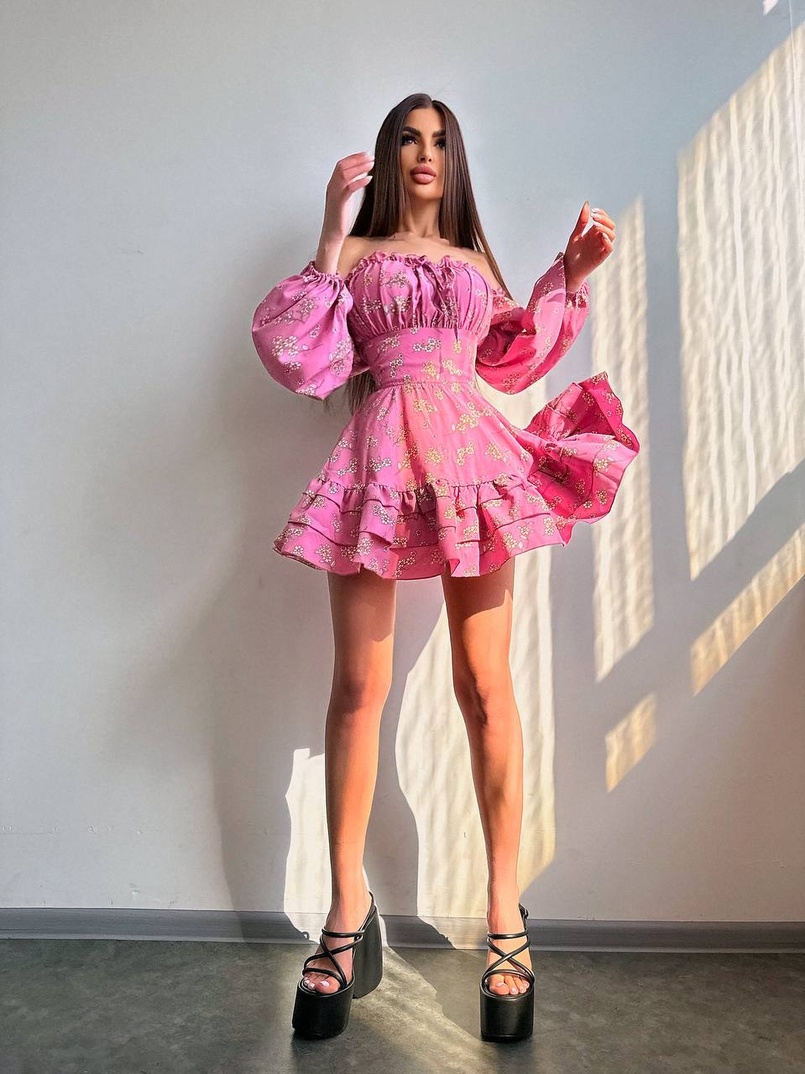 Квіткова сукня з воланами та шнуровкою по спинці | PUSHKA SHOP