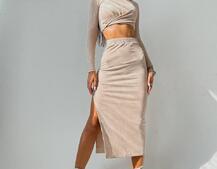 Комплект: топ+ юбка миди с разрезом  | PUSHKA SHOP