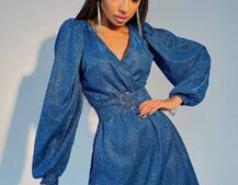 Блестящее платье с широким поясом   Блестящее платье с широким поясом   | PUSHKA SHOP