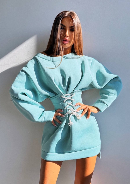 Тепле затишне худі over-size на флісі + корсет на шнурівці Можна носити з корсетом та без | PUSHKA SHOP