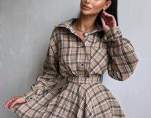 Комплект: сорочка + спідниця у клітинку  | PUSHKA SHOP