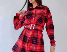 Кашемировое платье-рубашка в клетку | PUSHKA SHOP