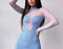 Трикотажна сукня з вставками сітки | PUSHKA SHOP