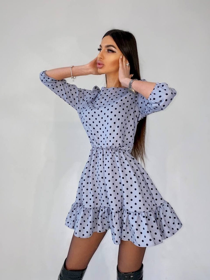 Милое платье в горошек с оборками Милое платье в горошек с оборками | PUSHKA SHOP