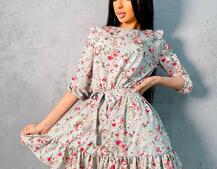 Милое цветочное платье с оборками Милое цветочное платье с оборками | PUSHKA SHOP