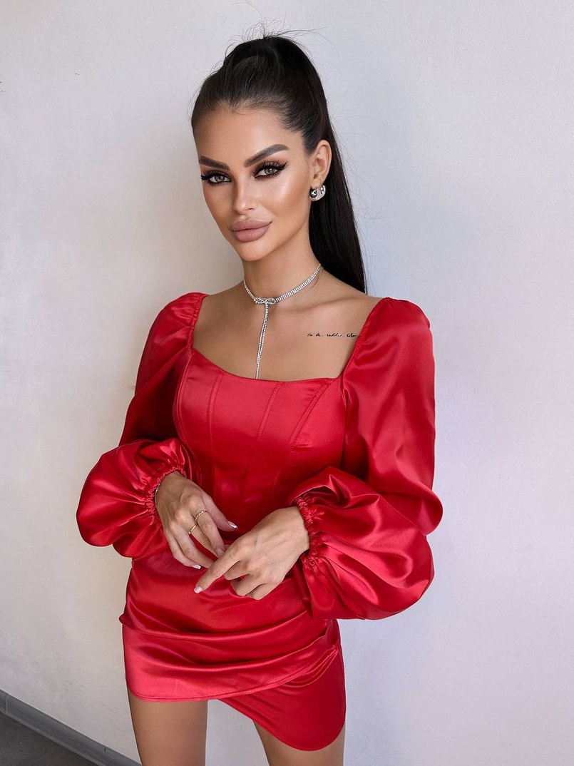 Атласний  комплект: корсет + спідниця з драпіруванням | PUSHKA SHOP