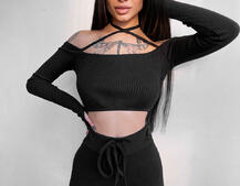 Трикотажный комплект: топ с завязками + леггинсы  | PUSHKA SHOP